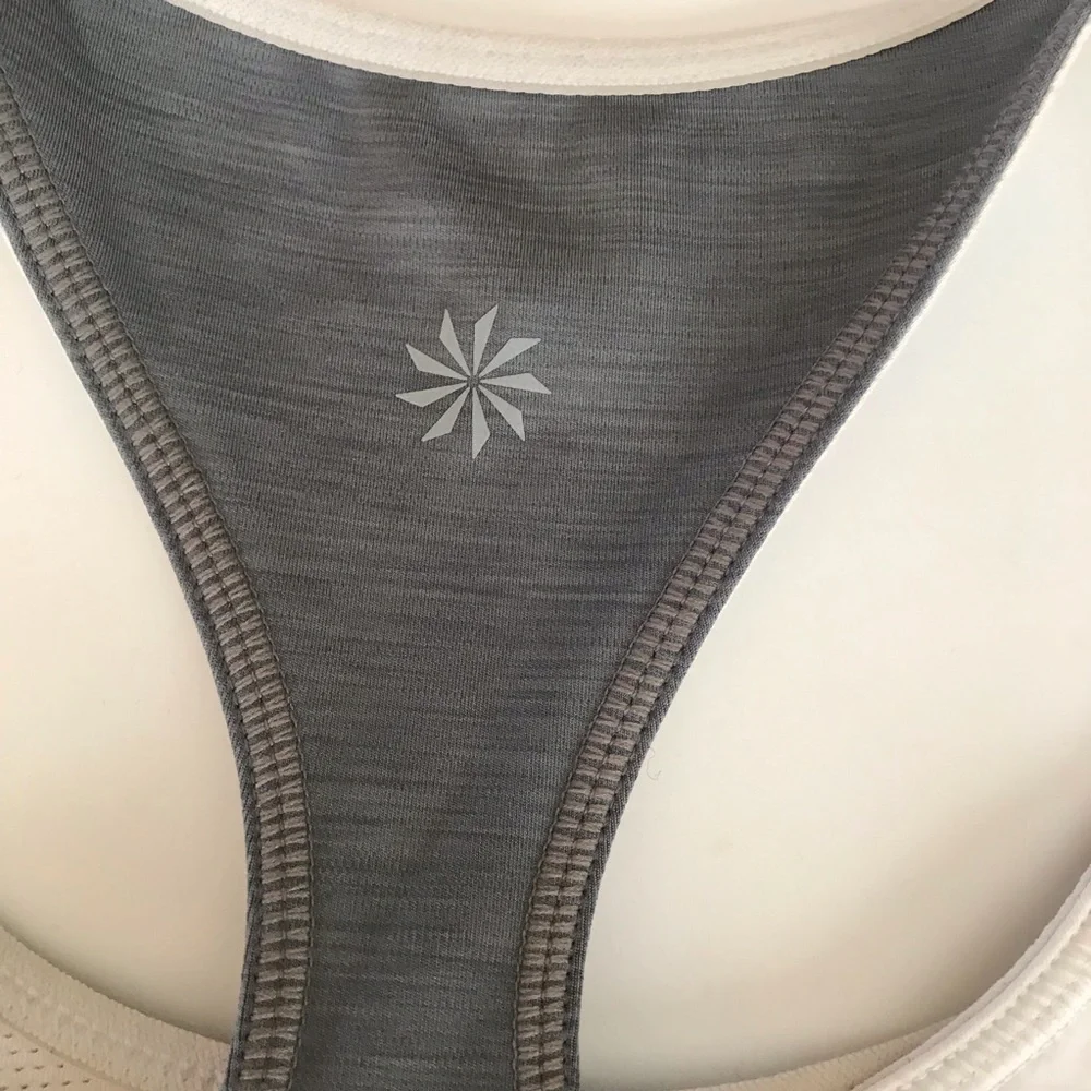Athleta Triple Dare Sports Bra Pink Gray White Size XS XSmall._6